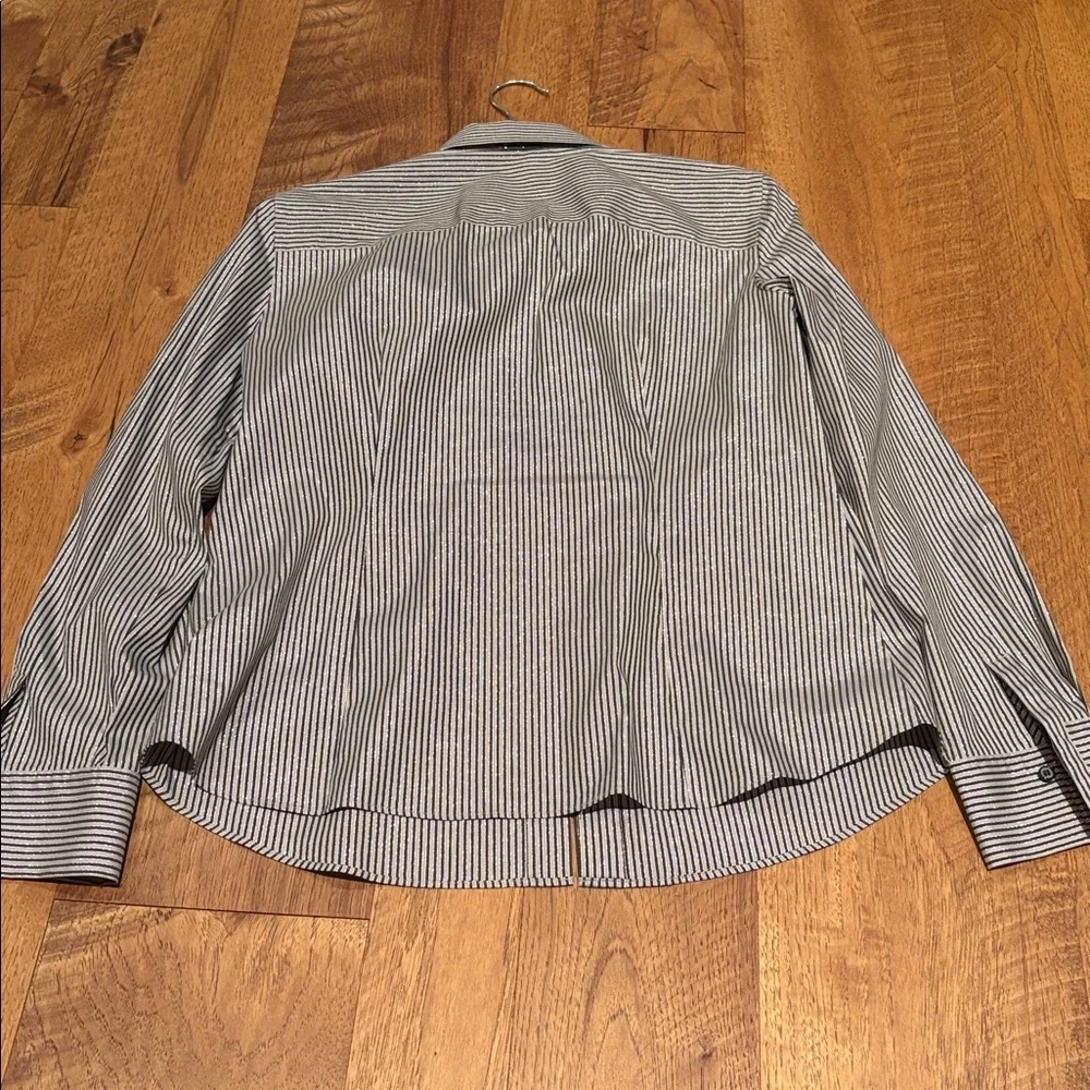 Lafayette 148 New York Woman’s Sparkle Striped Button Down Size 8 - Picture 3 of 6